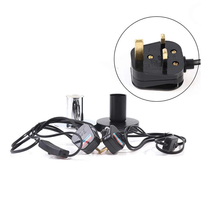 

Polished Metal Desktop Lamp Base 180cm Cord E27 E26 Base Holder with on/off Switch UK Plug in Screw Base for Table Lamp NEW