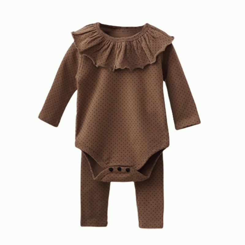 

Осенний Детский костюм для ползания 0-18 месяцев Одежда для новорожденных с длинным рукавом Весенний Корейский детский комбинезон в горошек