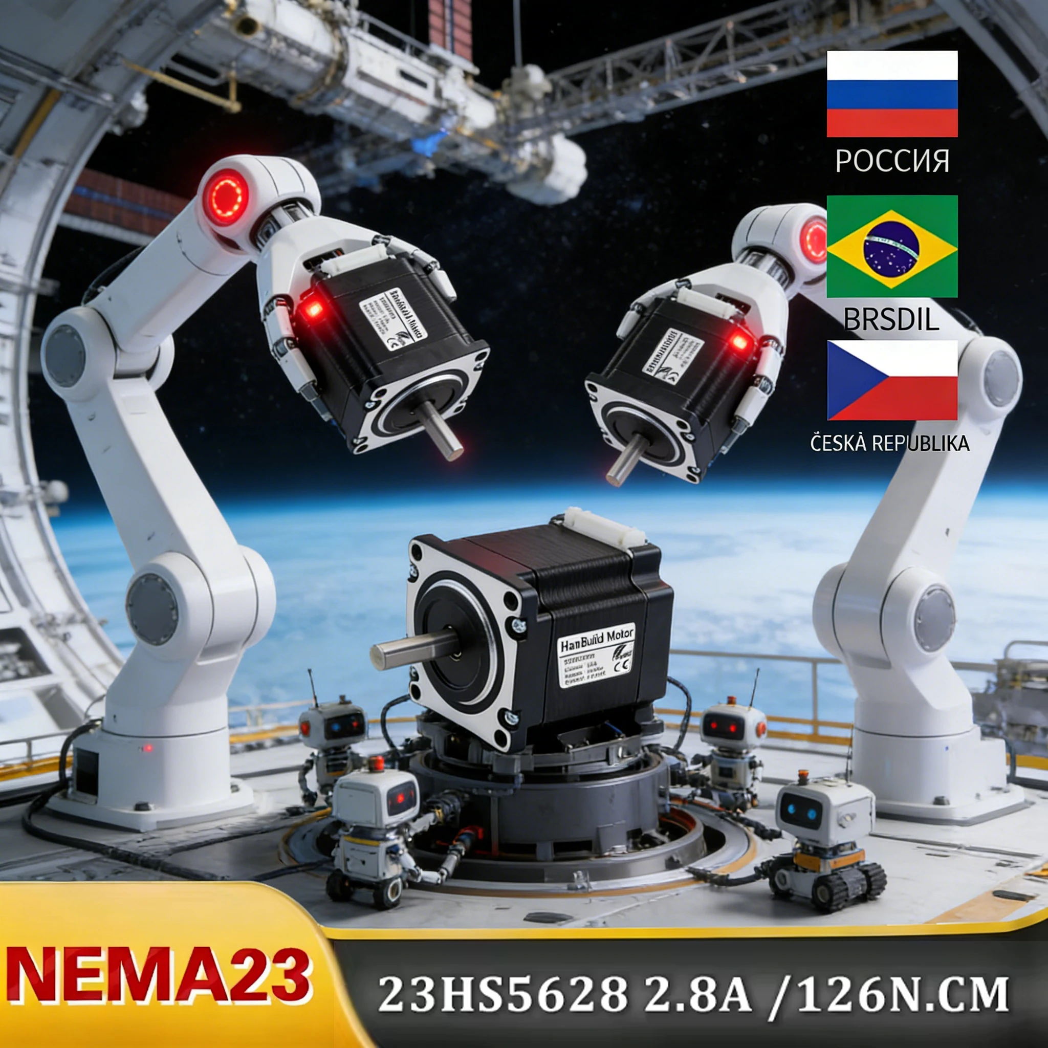 Фото Шаговый двигатель Nema23 23HS5628, 4 вывода, 2.8А, 126Н, серия 57, высокий крутящий момент, для 3D-принтеров и мониторного оборудования №1