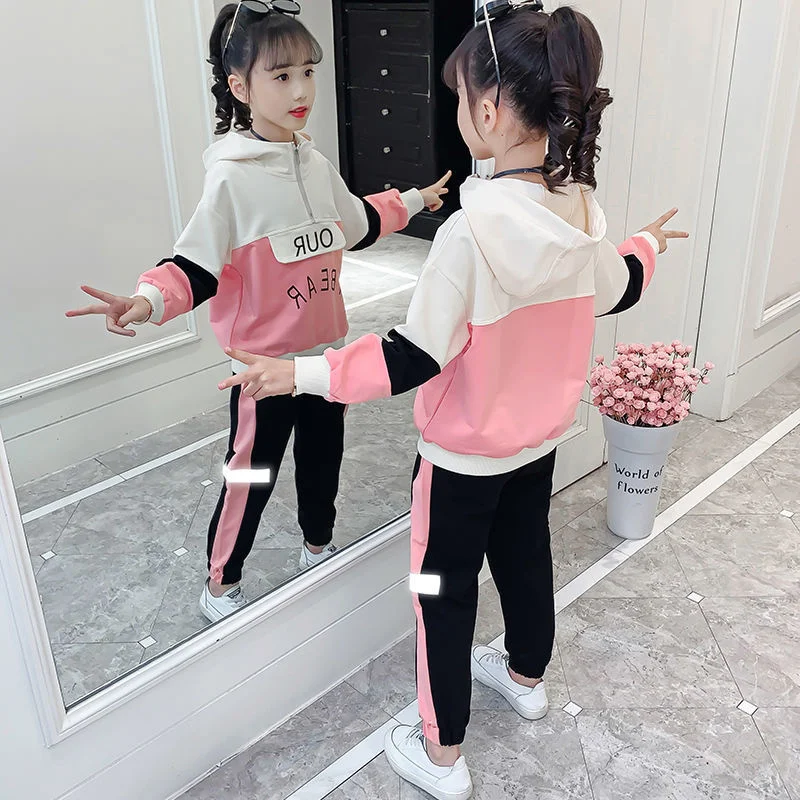 2 шт./компл. детский хлопковый спортивный костюм для девочек |