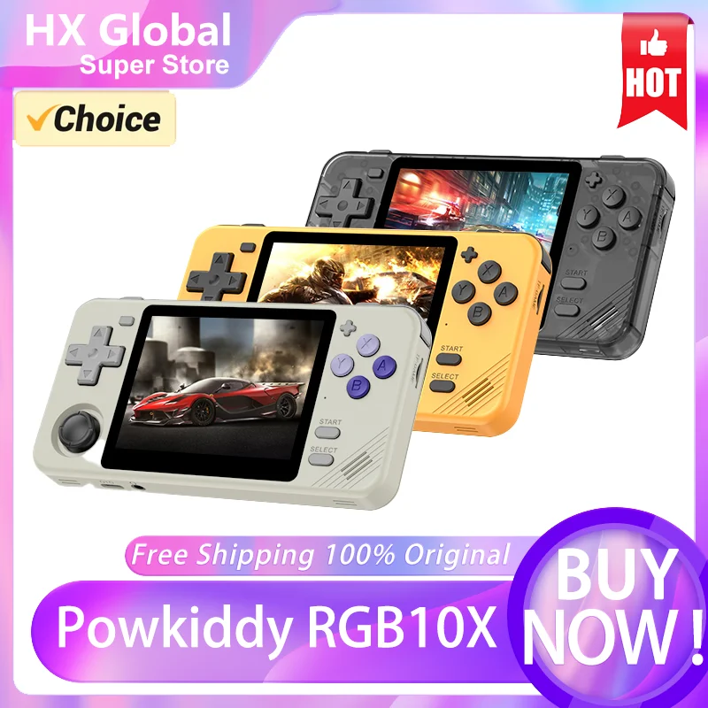 Портативная Игровая Консоль POWKIDDY RGB10X 3 5-дюймовый IPS-экран 4:3 ArkOS Opendinglinux RK3326