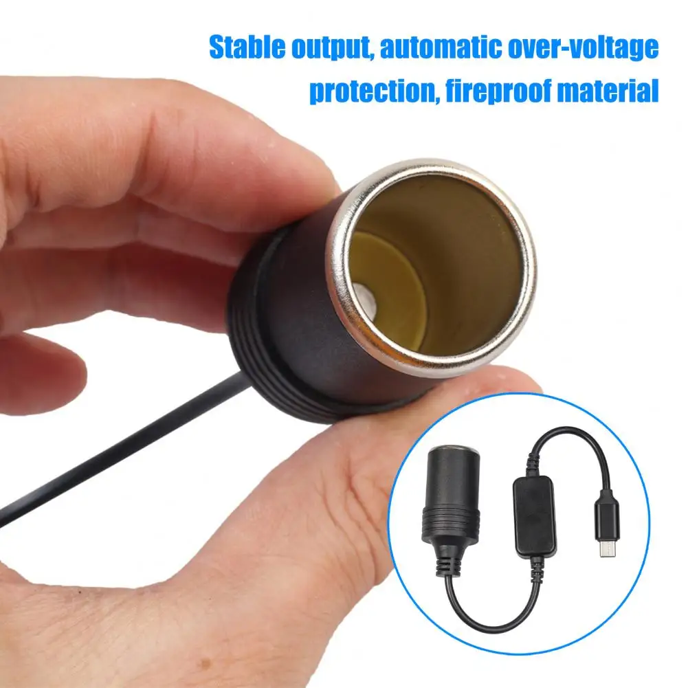 

Профессиональный кабель зарядного устройства для сигарет Тип C штекер-гнездо адаптер для автомобильного сигарета конвертер