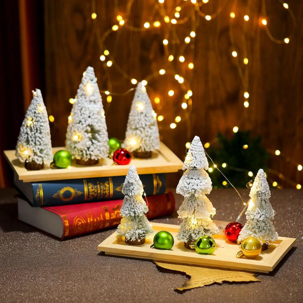 Рождественская елка с деревянной основой праздничная Светодиодная лампа для