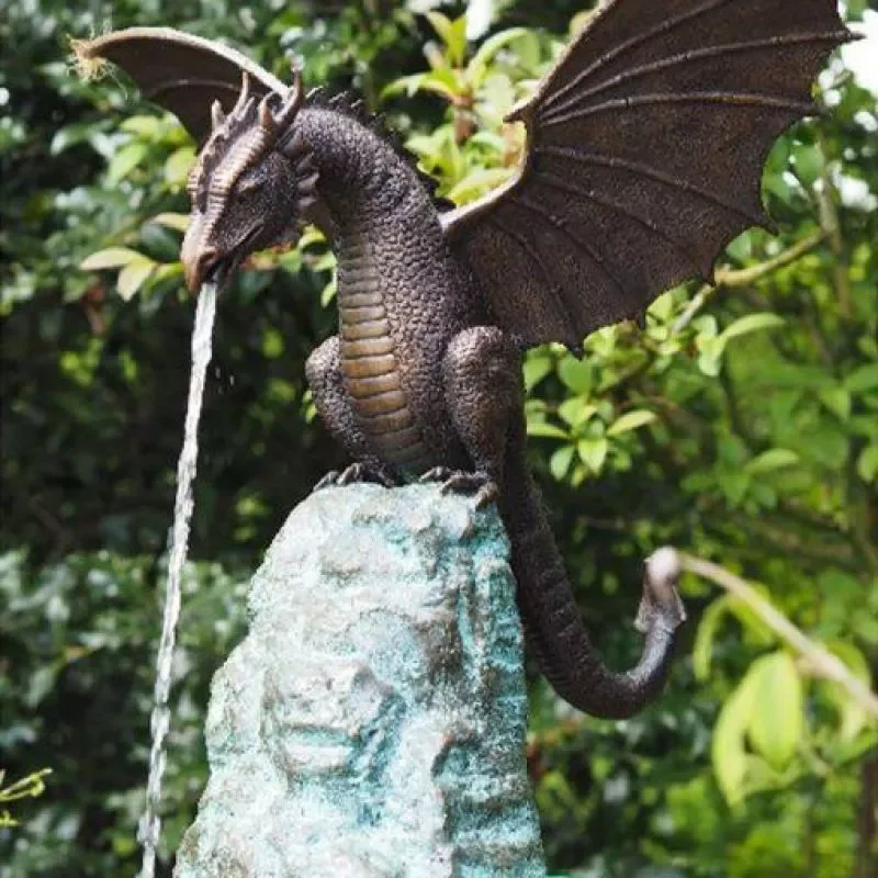 

Creative Garden Water Fountain Fire-breathing Dragon Sculpture Waterscape Garden Statue Resin Decoration Decoración De Patio