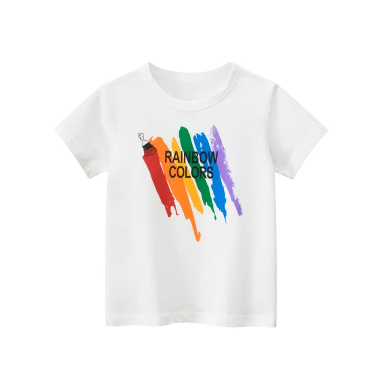 Boy Summer Short Sleeve T-Shirts Girl Casual Letters Tee Shirt Toddler Crew Neck Top Kids Wear Fashion Children Clothing