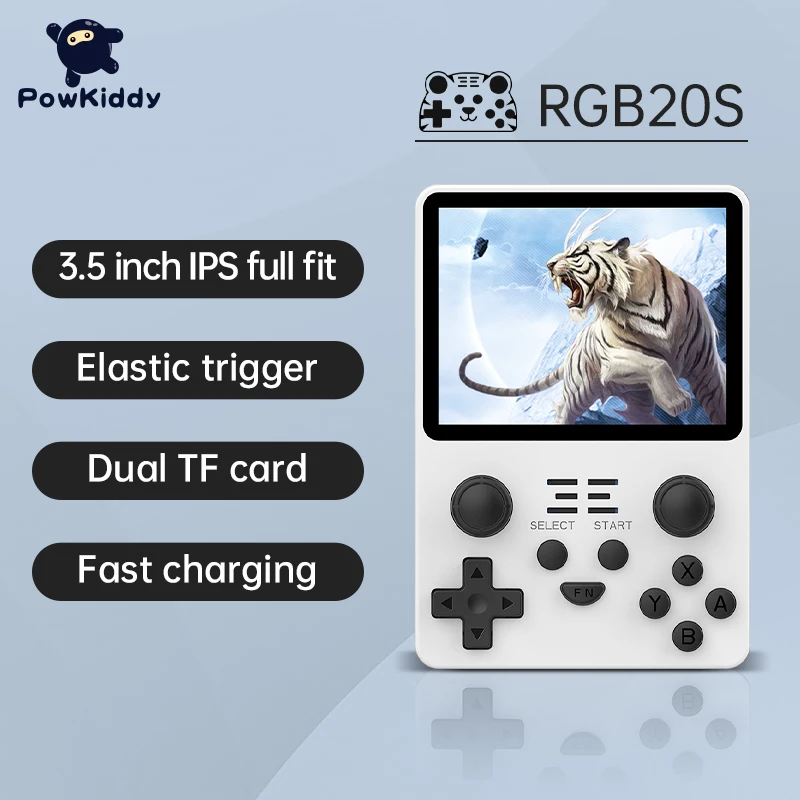 

Портативная игровая консоль POWKIDDY RGB20S, новые игроки в стиле ретро, система с открытым исходным кодом, 3,5 дюйма, экран 4:3 IPS, детские игрушки в по...