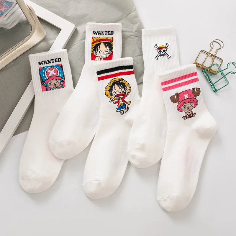 

Anime Woman Sock Luffy Print for Women Socks Crew White Cotton Sox Tony Tony Chopper Soft Kawaii Hosiery Casual Ladies Stockings