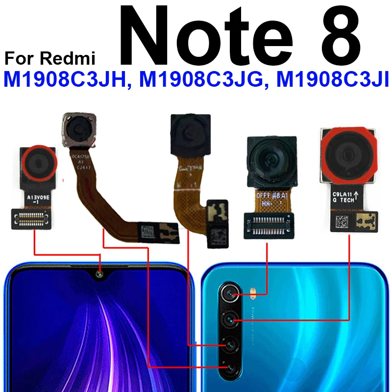 Фото Модель передней и задней камеры для Xiaomi Redmi Note 8 Note 8 Pro, основная задняя передняя камера, гибкий кабель, запасные части №2