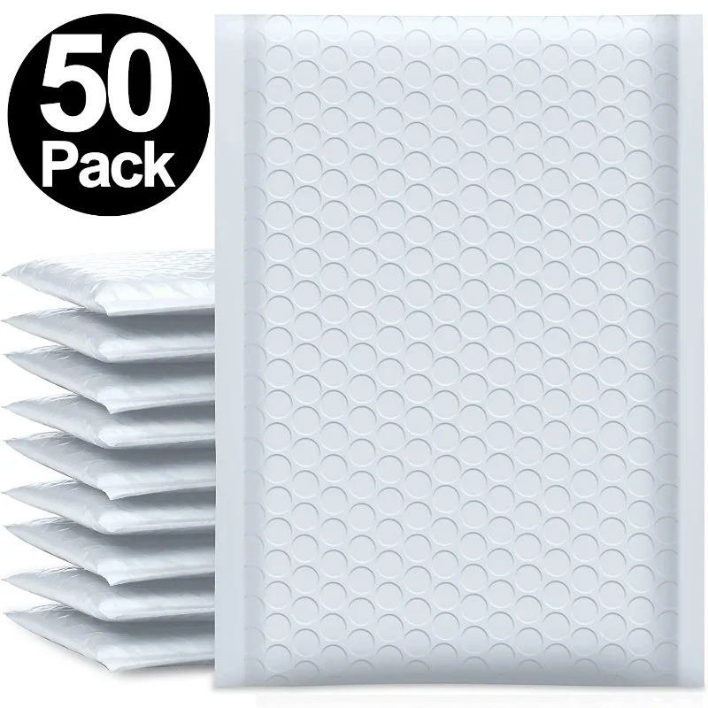

50pcs White Bubble Envelopes Multi-size Waterproof Mailers Shipping Envelope Bag Foam Mailing Self Seal Packing Bags 11/15/23cm