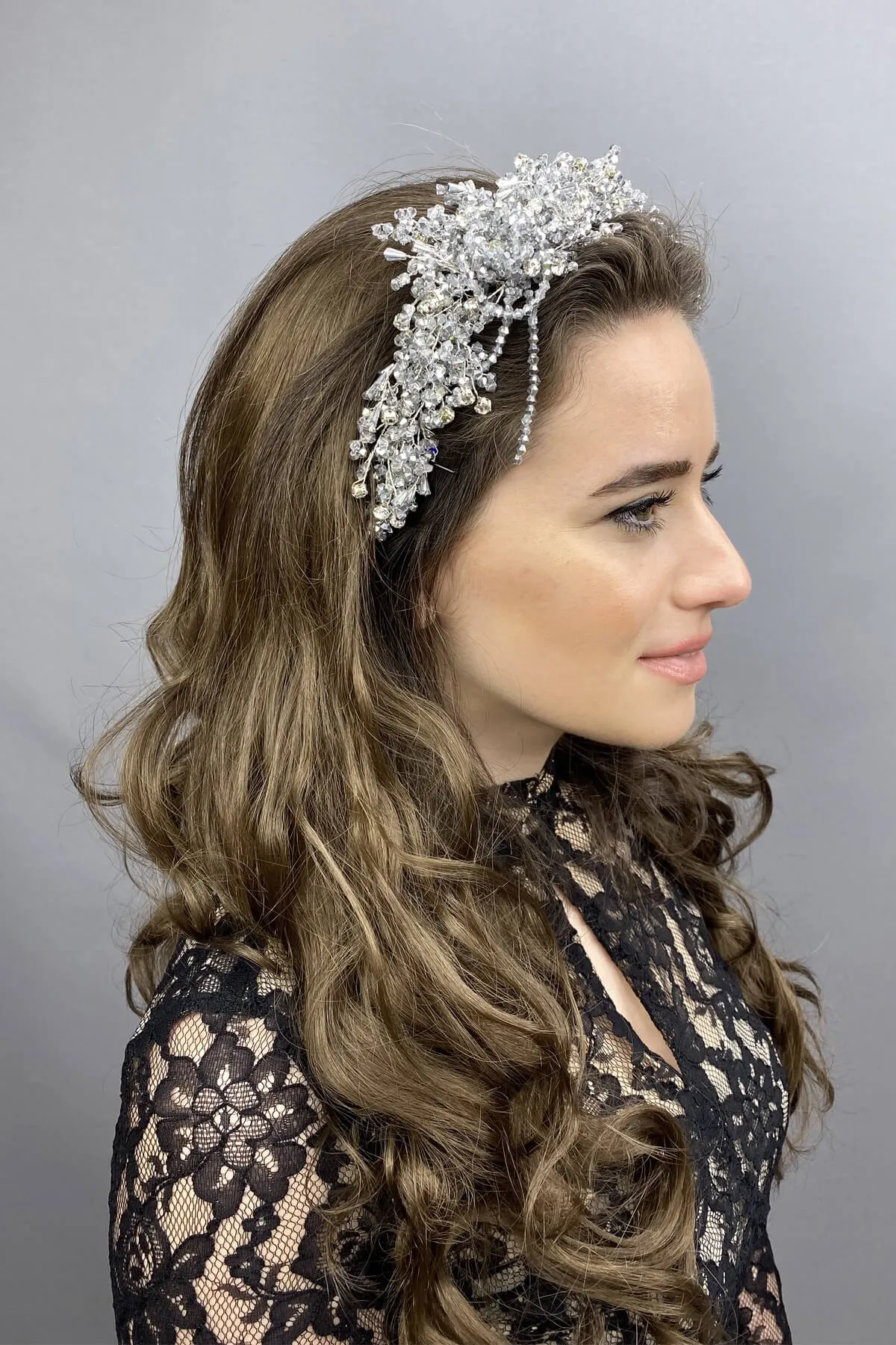 

Silver Gray Zosma Crystal Stone Henna and Bridal Crown