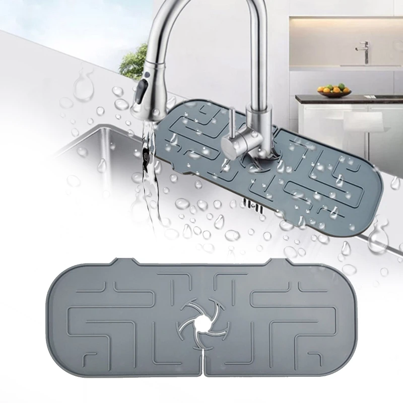 

Bathroom Faucet Water Catcher Mat Draining Pad Rubber Drying Mat for Kitchen Drip Protector Splash Countertop Durable