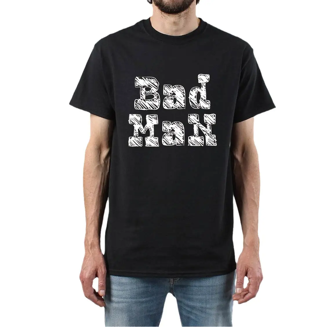 

BAD MAN Summer T Shirt Classic Black Men's 100% Cotton Gift For Male Tee
