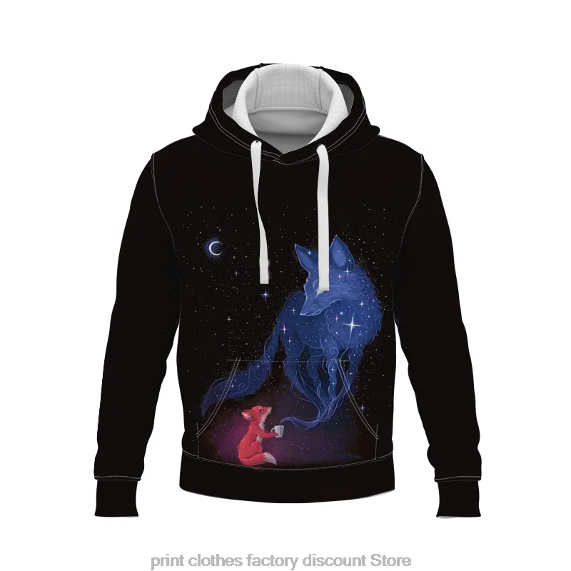 

3D Printing 2022 New Sweater Men's Fashion Wear Fox Loose Hoodie Oversized Hooded Sweater Sweatshirt Long Sleeve Harajuku New