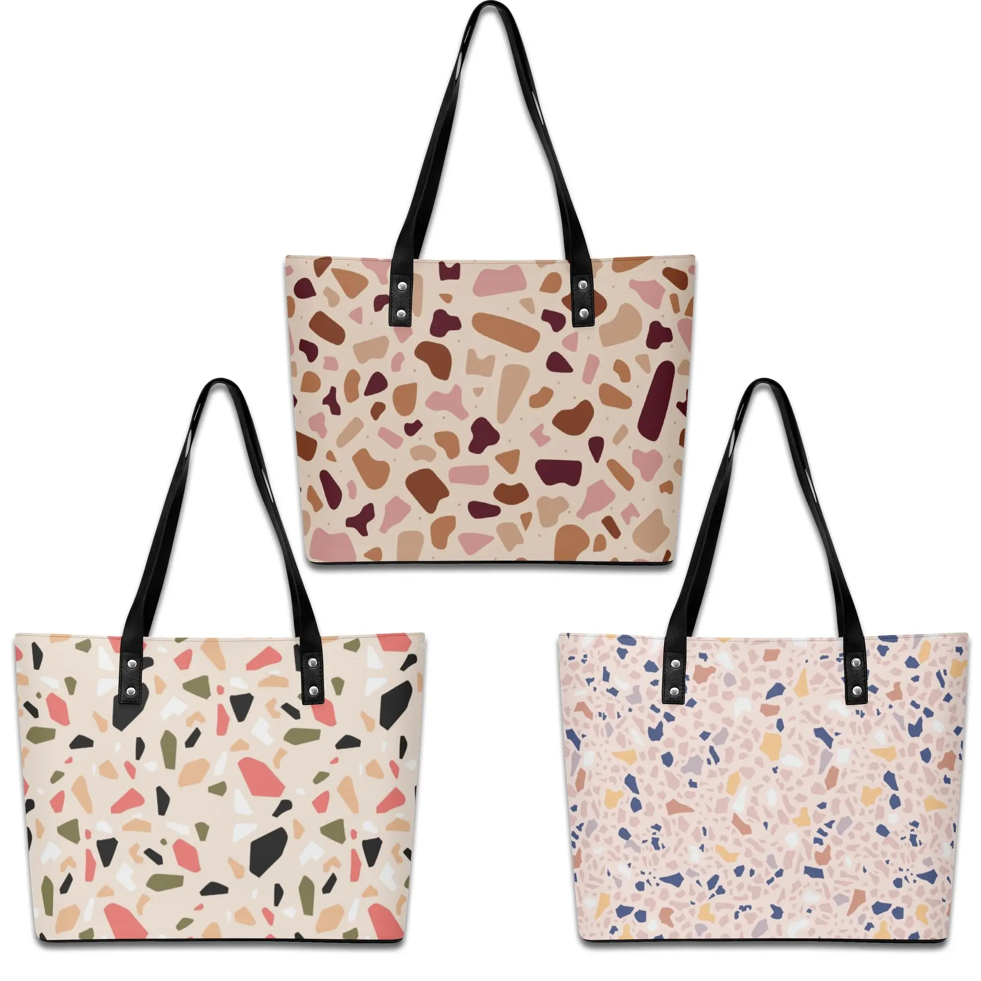 

Flower Brand Faux Leather Women Tote Bag High Quality Zipper Laptop Handbag For Travel