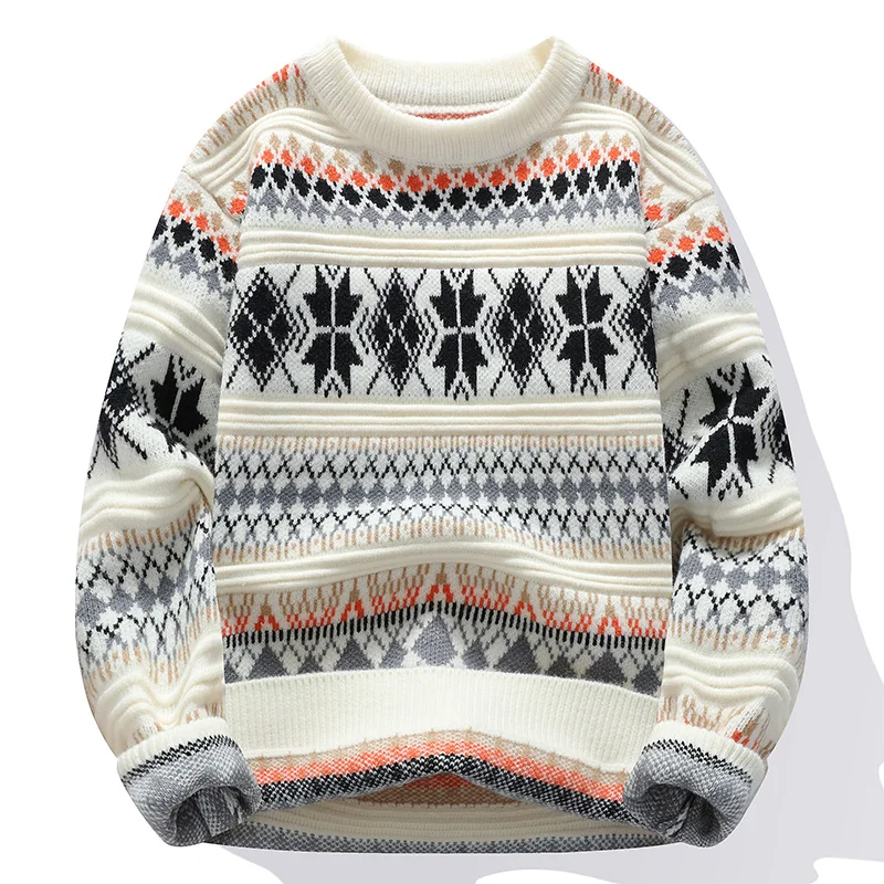 Мужские модные свитера в полоску с узором 2024 осень/зима свободный трикотаж