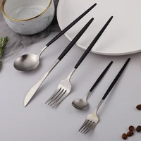 stainless steel matte black silver 20pcs cutlery flatware dinnerware set spoon fork knife kitchen utensil tableware dropshipping