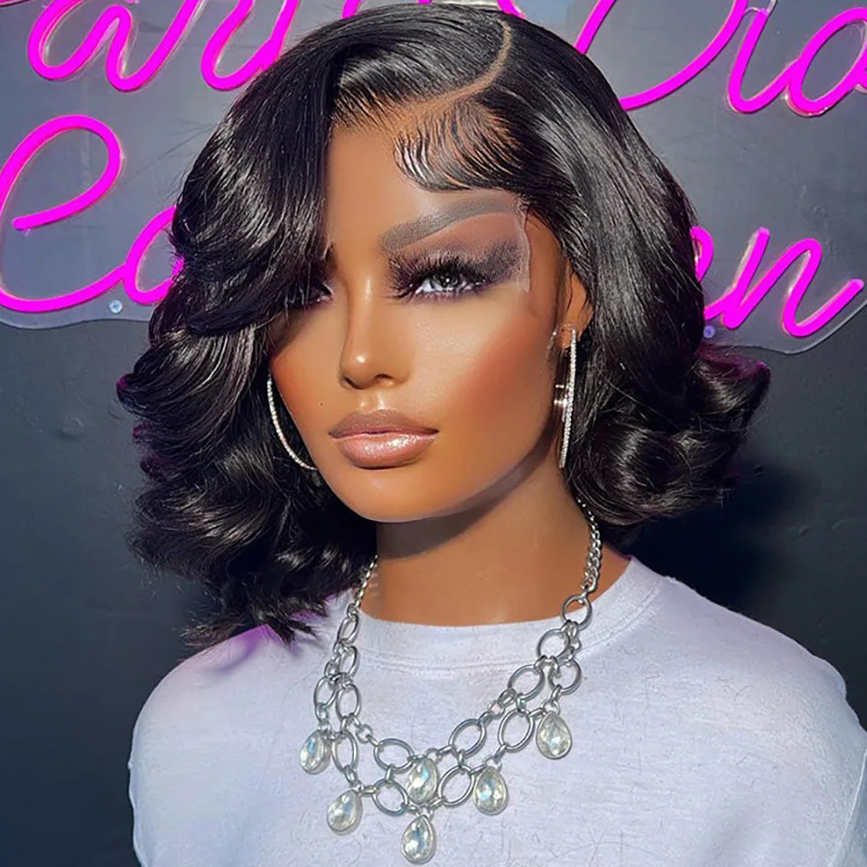 

Short Brazilian Body Wave Bob Wig Wavy 13x4 Lace Front Human Hair Wigs 4x4 Closure Bob Wig For Black Women
