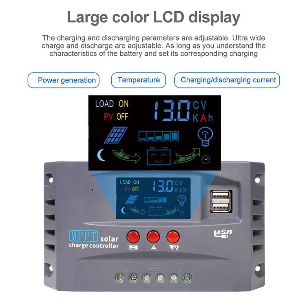 Солнечный контроллер 12 В/24 В автоматическая идентификация солнечное зарядное