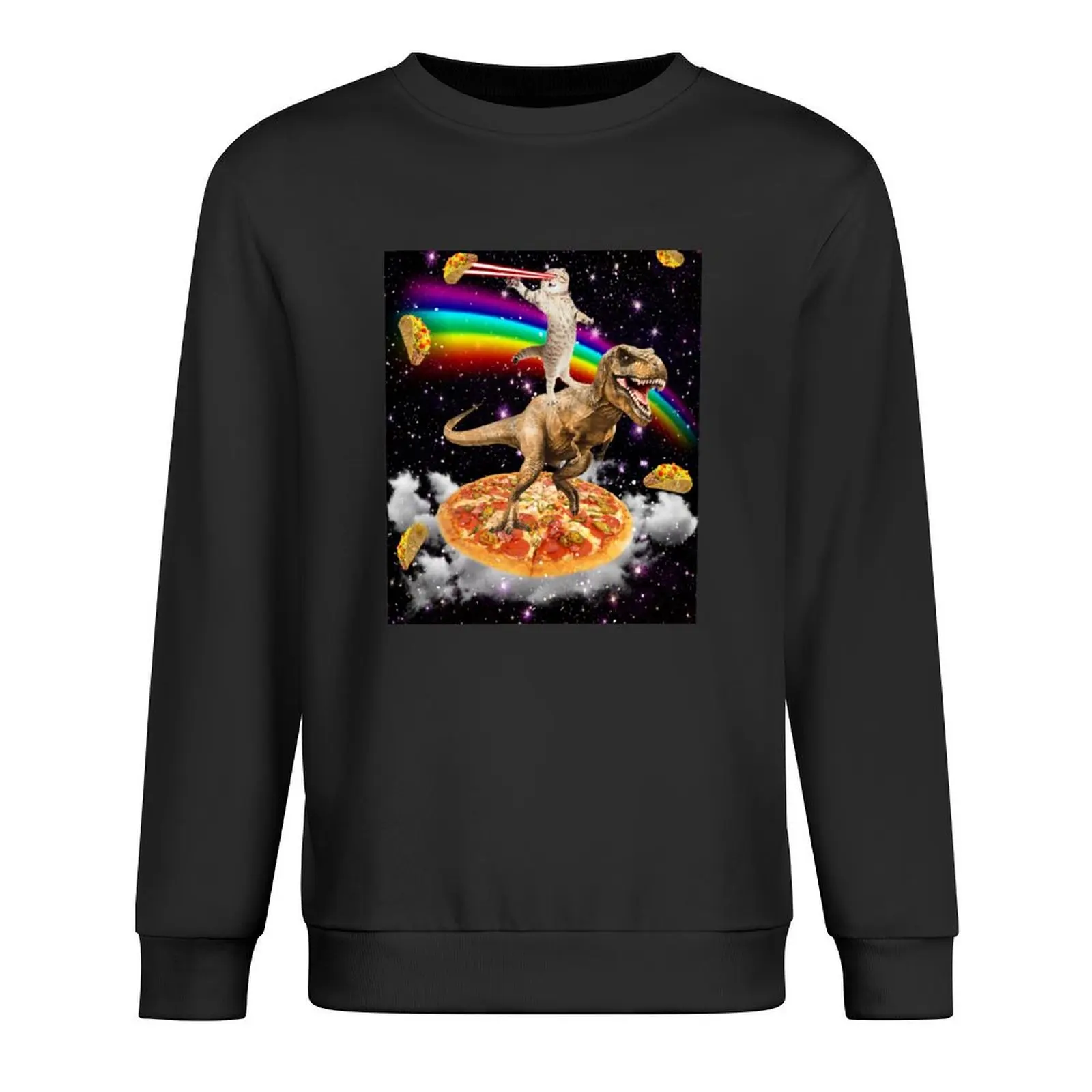 Оригинальный Galaxy лазер глаз кошка на динозавре Пицца с Tacos &amp Радуга Свитшот