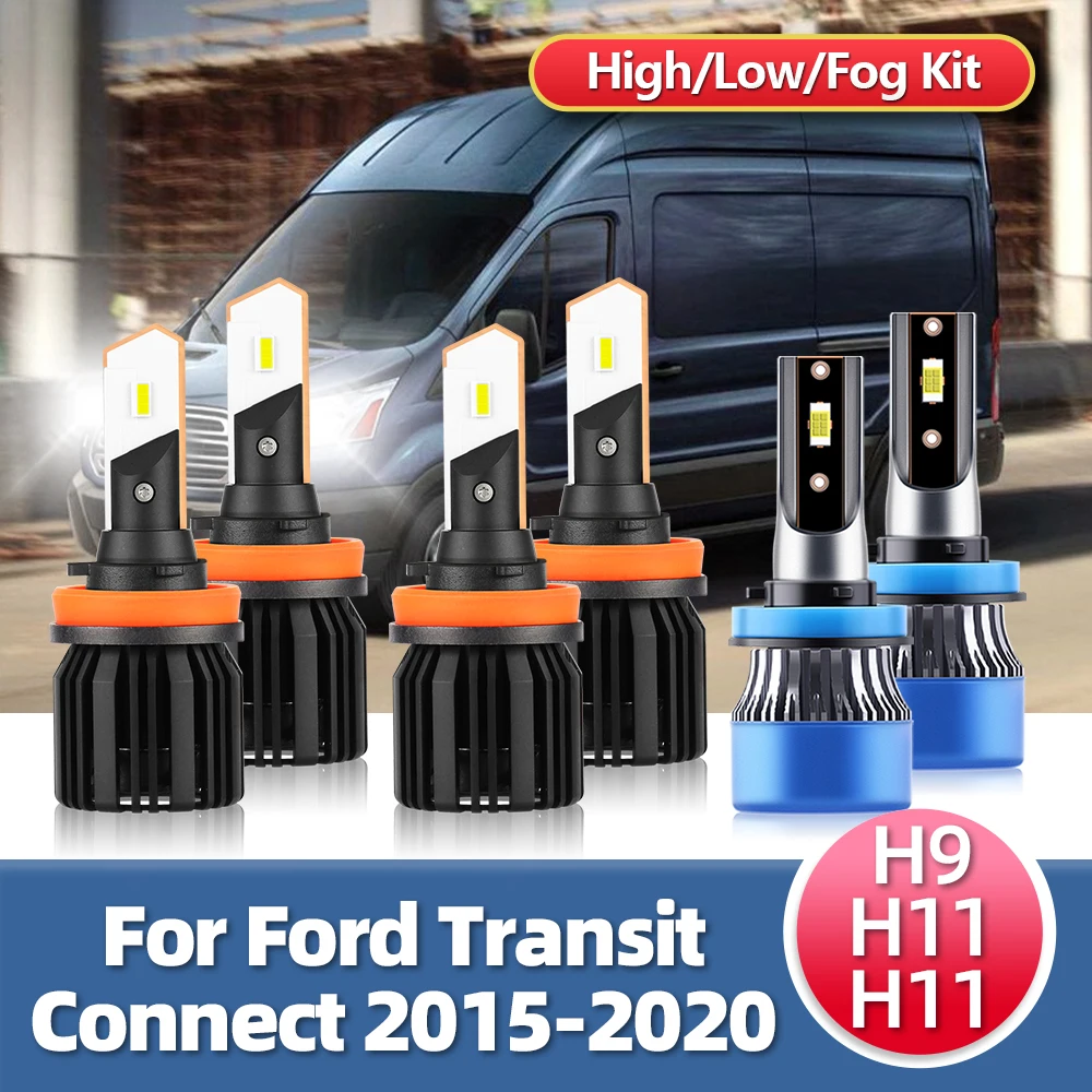 

2/6PC LED Headlight Foglight Bulbs Kit High Low Headlamp Fog Lamp Super Bright CSP Light For Ford Transit Connect 2014 2015-2020