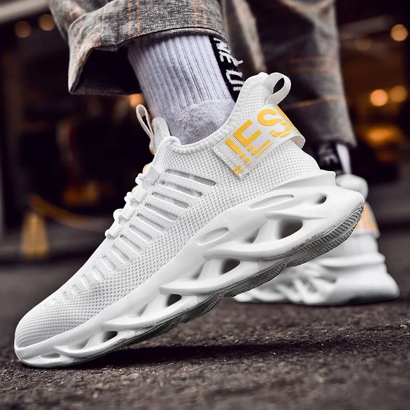 Running Shoes for Men Sneakers Mesh Breathable Low-top Cushioned Sports Athletic Trainer Male Footwear Size 39-46