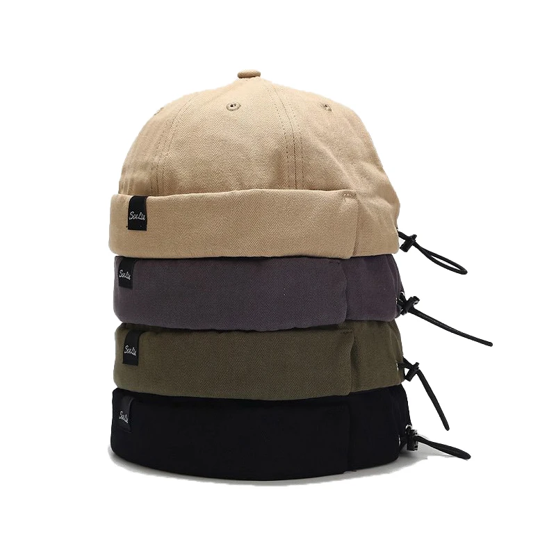 Vintage Beanie Hats Men Summer Landlord Hat Women Docker Sailor Biker Cap Street Brimless Skull Loop Adjustable Cotton Wholesale |