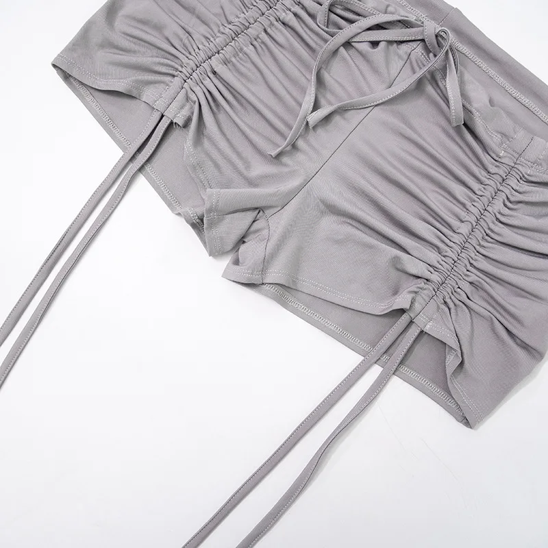 Goth Dark Cyber Gothic Bandage Sexy Women Shorts Y2k Punk Drawstring Ruched Low Waist Bottoms Streetwear Skinny Festival Outfits