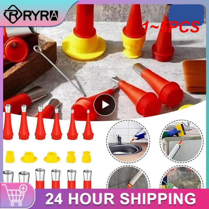 

1~5PCS Stainless Steel Caulk Nozzle Applicator With Base Caulking Finisher Sealant Finishing Tool Kitchen Bathroom Sink Joint