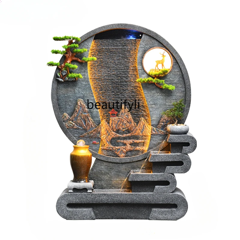 

Настенная занавеска в китайском стиле, искусственная Гора и фонтан, экран для гостиной, украшение для входа в пол