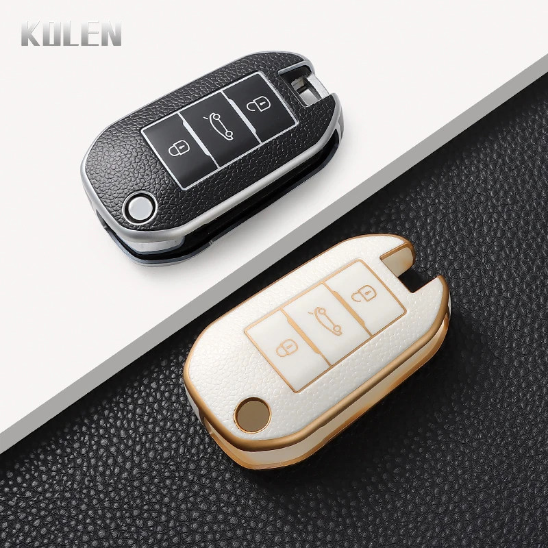 

Leather Style TPU Car Flip Key Case Cover For Peugeot 208 3008 308 508 408 2008 307 4008 For Citroen C4 C3 C6 CACTUS C8 Keyless