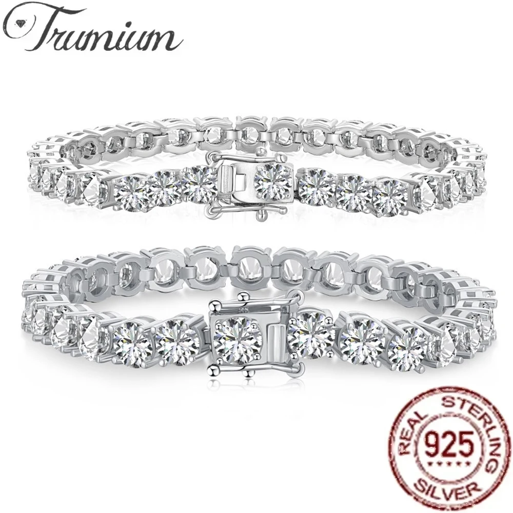 

Trumium Real 925 Sterling Silver Tennis Bracelet Fo Women Fashion 2mm-6mm Full 5A Cubic Zirconia Chain Charm Jewelry Gift