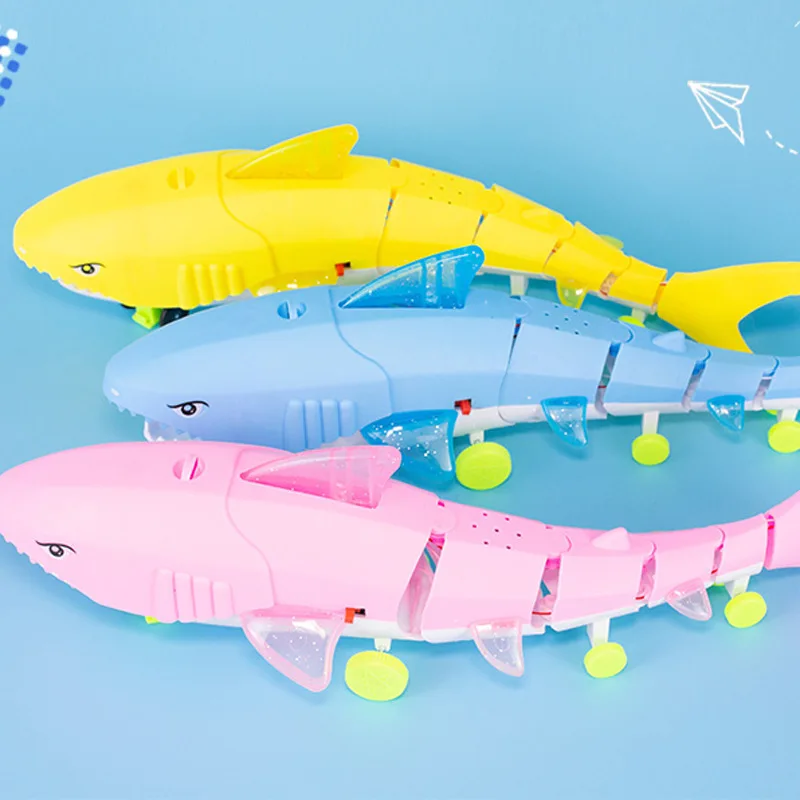 

Ocean Shark Children Electric Light-emitting Music Toy Traction Shark Baby Walking Music Toy Shark Child Plastic Toy Kids Gift