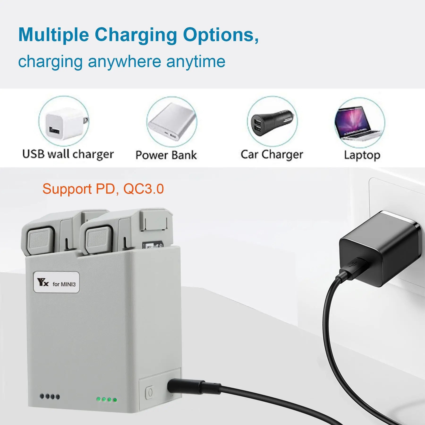 

Fast Charger Charging Drone Accessories Two-Way Charging Hub Battery Charger Battery Charging Butler For DJI Mini 3 Pro