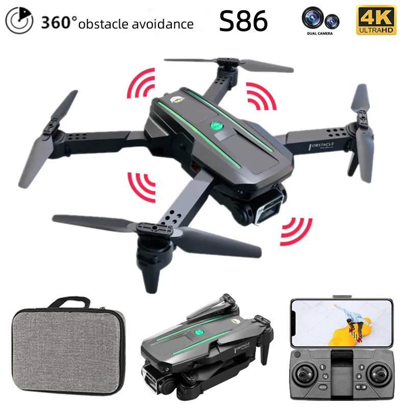

HURC S86 New In Drones with Camera Hd 4k Gps Profesional Obstacle Avoidance Lights Mini Drone Fpv Toys for Boys Gifts Quadcopter
