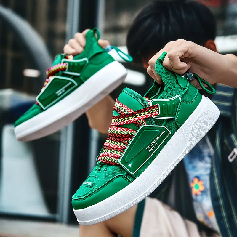 2022 New Platform Skateboard Shoes Men Superstar Skater Sneakers Streetwear Sports Shoes Men Design Hip hop Green Men's Sneakers