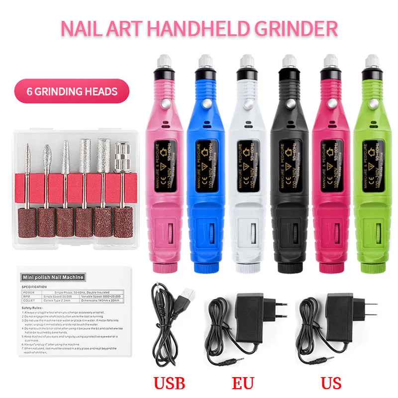 

LINMANDA Portable Multicolor Nail Drill Machine Electric Manicure Milling Cutter Kit Professional Manicure Tool Nail Accessories