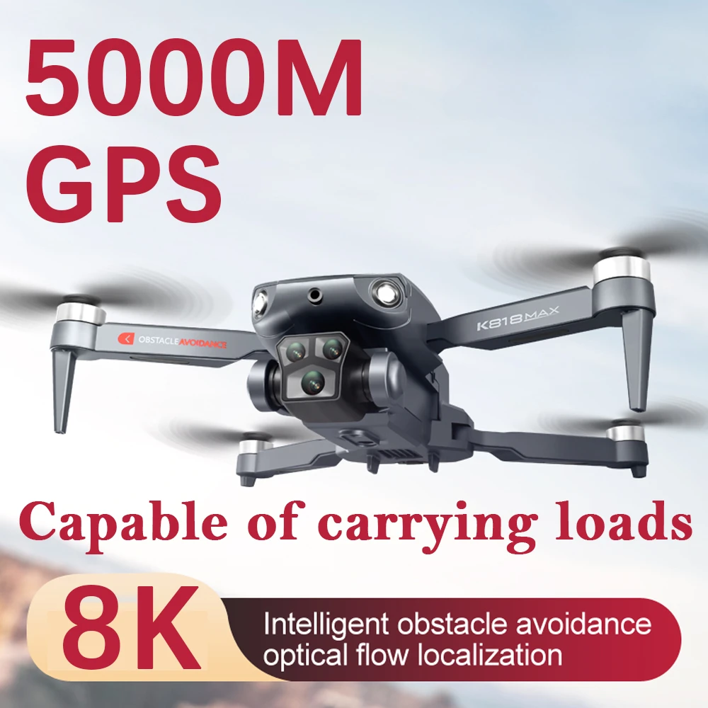 

Новинка бесщеточный Дрон K818 Max обход препятствий оптический поток позиционирование 8k Hd пять объективов 5000 м GPS воздушная камера игрушки подарок