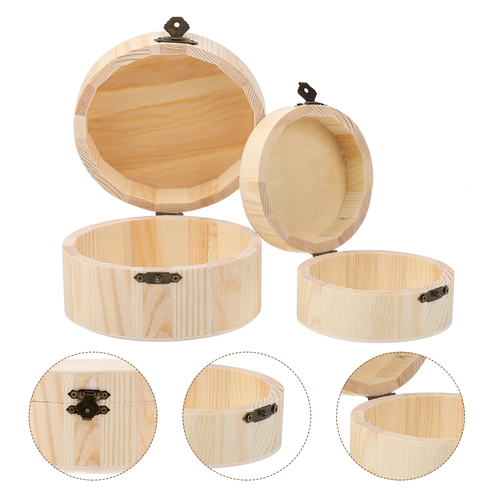 

2pcs Simple Wooden Storage Case Round Storage Boxes Parts Boxes Organizer
