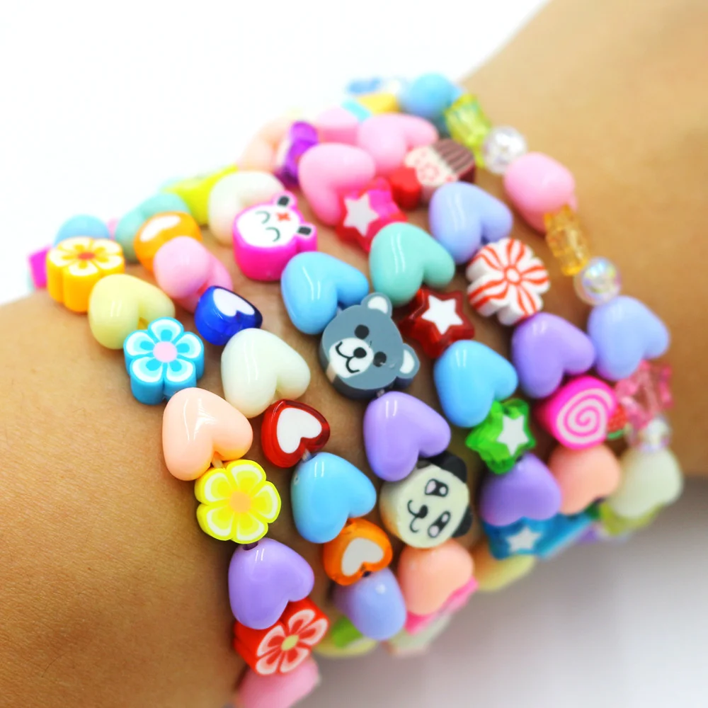 

Soft pottery colorful fruit beads love High Elastic Bracelet hand string peach heart jewelry