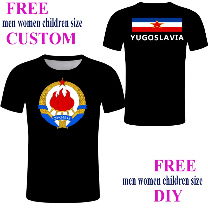 

Yugoslavia Male T-shirt Flame Red T-shirt Black Tee Print Flag Clothes Summer Casual Streetwear