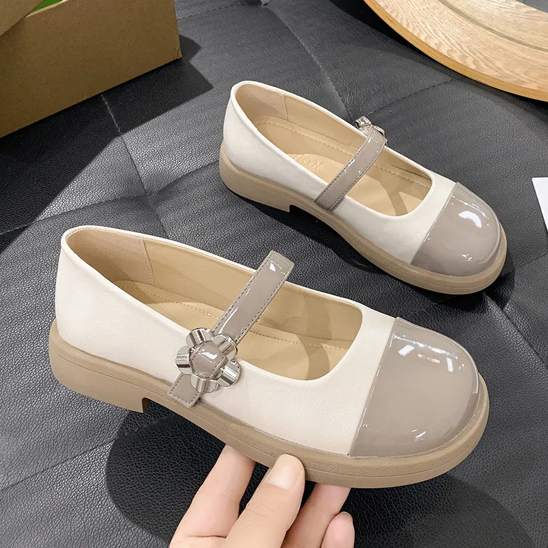

Mary Jane Shoes for Women Round Toe Single Shoe Low Heel Pumps Mixed Colors Buckle Strap Casual Shallow New Zapatos Para Mujeres