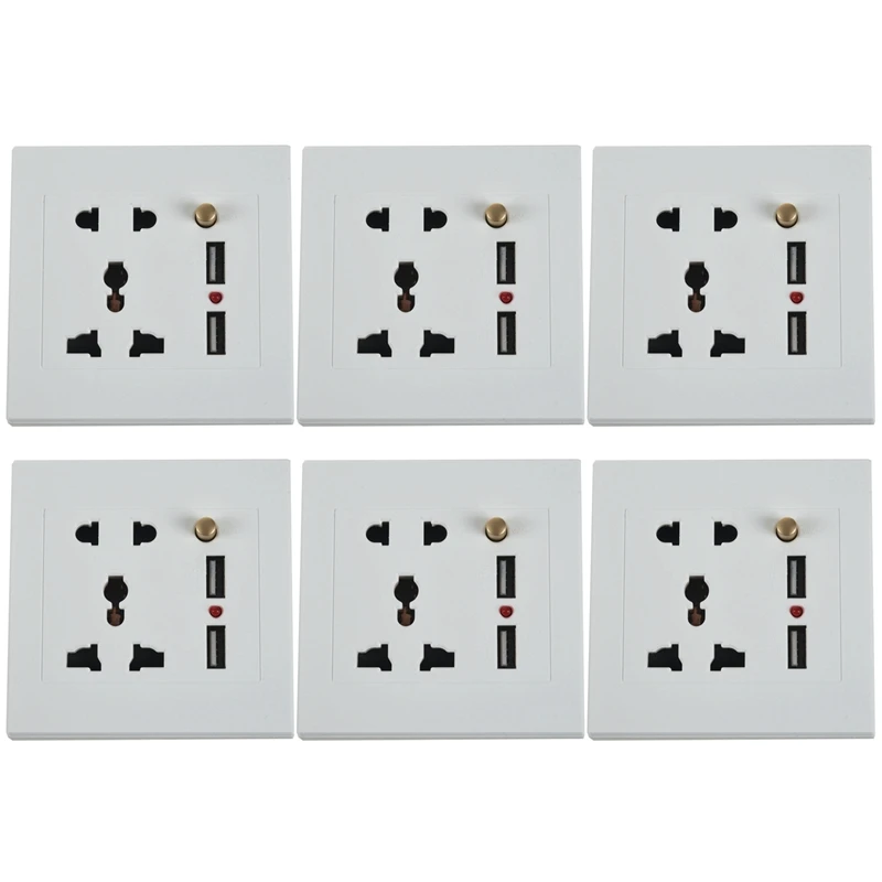 

Настенное зарядное устройство с двумя USB-портами, 6x2,1 А