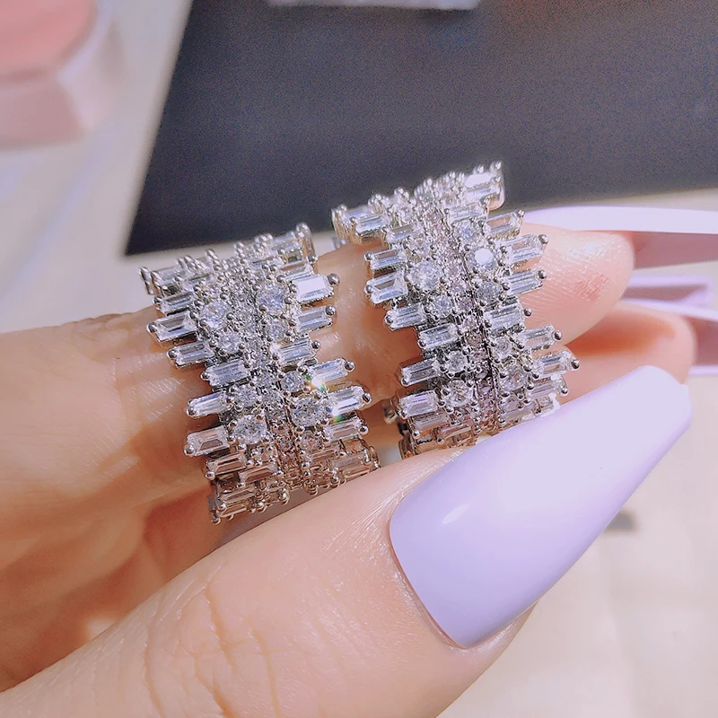 

Uilz Vintage Retro Pink Silver Color Eternity Band Cz Ring Anniversary Luxury Quality Jewelry Wedding Accessories for Women 2022