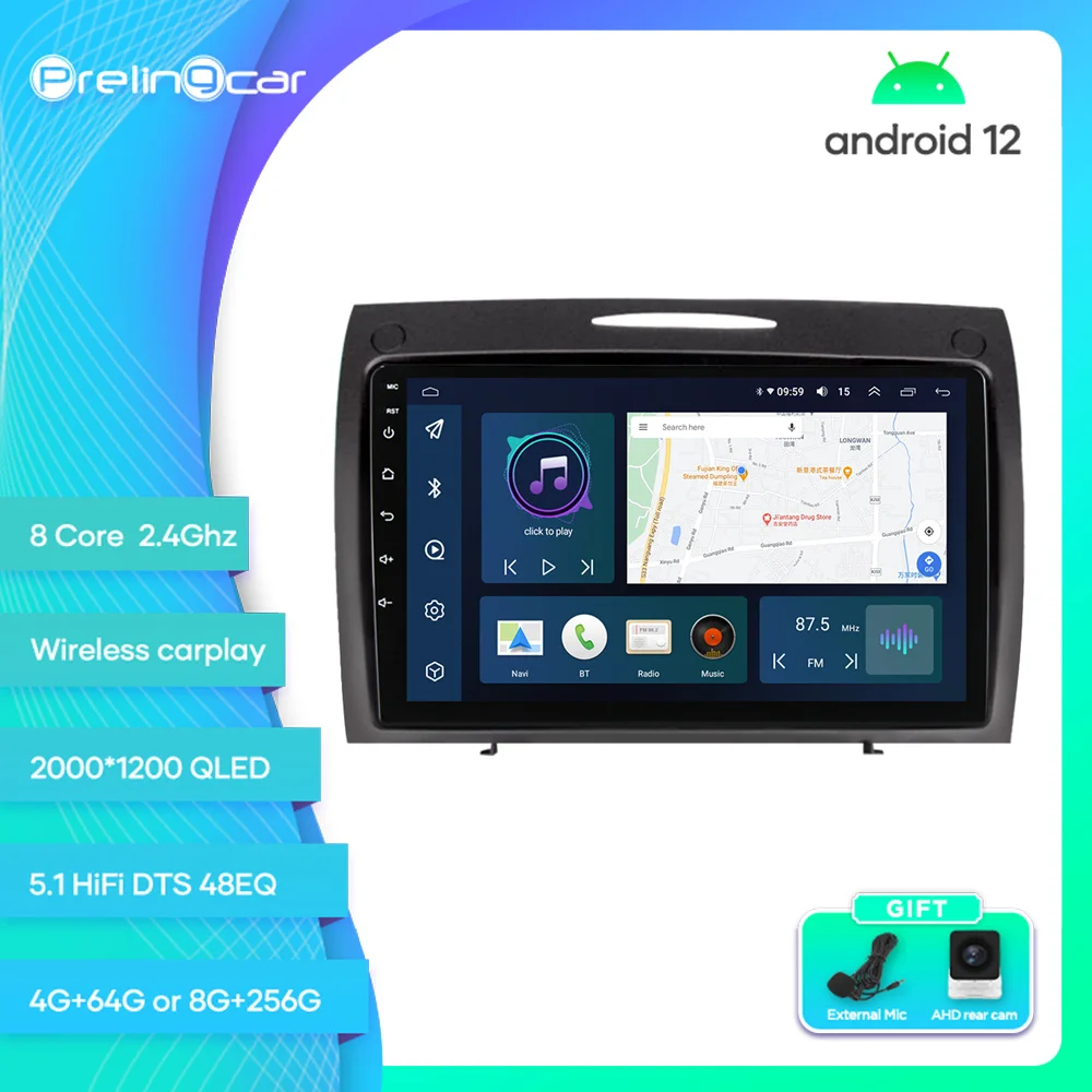 

For Mercedes Benz SLK R171 SLK200 280 SLK300 2000-2011 Android 12 Car Monitor 8 256g Carplay RDS GPS Built 2din Radio DVD Player