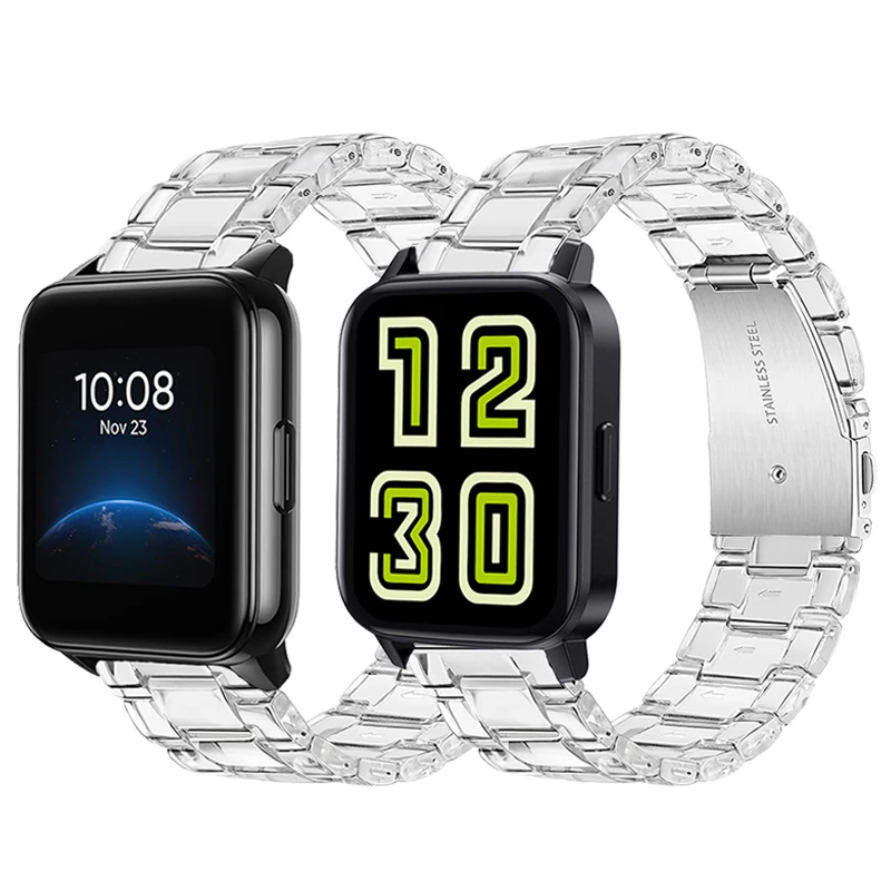 

For Realme Techlife DIZO Watch 2 Strap Clear Resin Bracelet For Realme Watch 2/2Pro Wristband For Realme Watch S/S Pro WatchBand