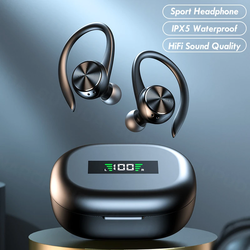 

New Wireless Bluetooth Headphones Earbuds Waterproof Earhook Earphone TWS Earpiece Stereo Bass Headset For Apple Xiaomi Samsung