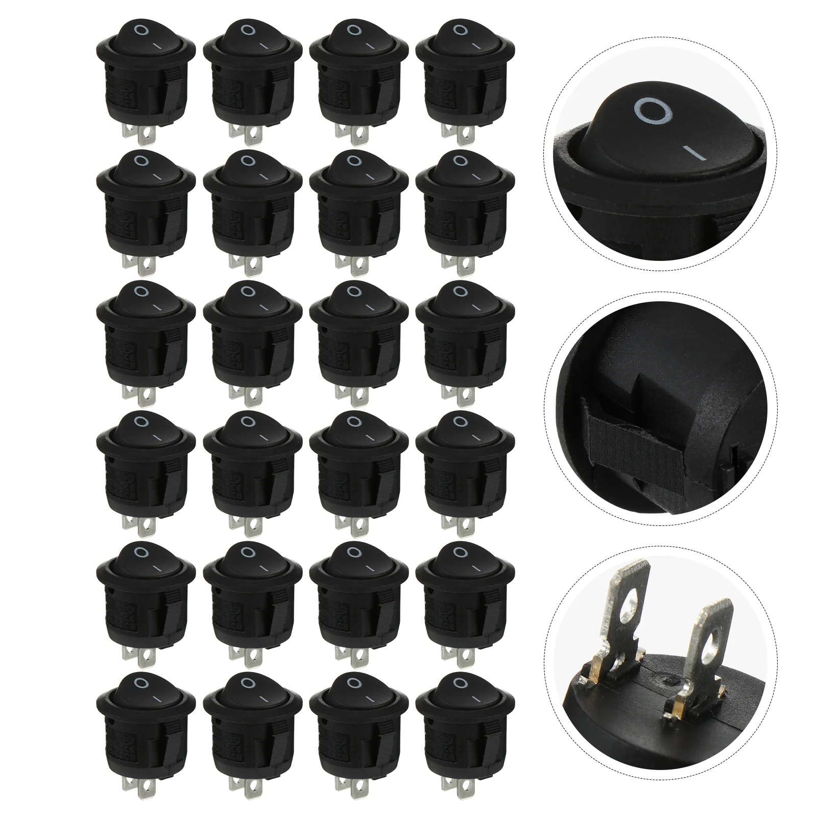 

24PCS Rocker Switch Replacement 2 Pin Round Snap Switch for Car Auto Boat
