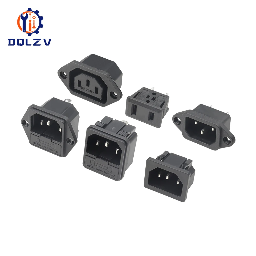 Фото Женский контактный разъем, 3 контакта IEC320 C14, электрическая розетка, 250 В, клавишный переключатель, латунь, 10 А, предохранитель, аксессуары для крепления компьютера №4