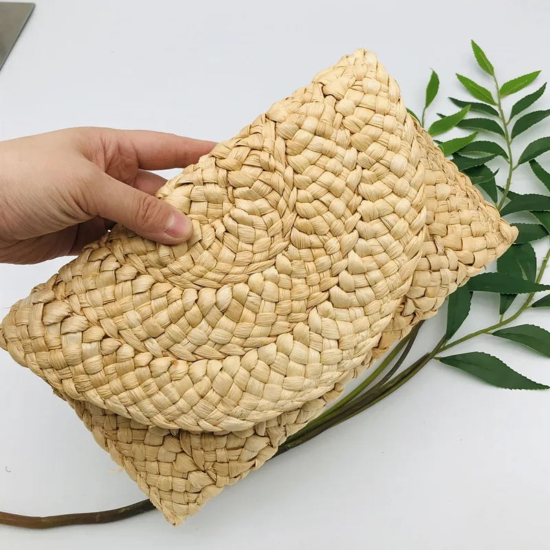 New Corn Fur Woven Bag Clutch Bag Women Large-capacity Clip Bag Hand-woven Bag Mobile Phone Bag Coin Purse