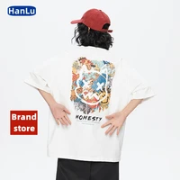 hip hop street clothes 2022 summer trend pure cotton womens t shirt fashion mens color painted printed oversize t shirt